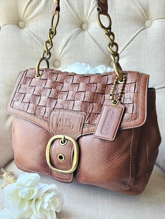 Coach Handbags - Coach Legacy Bleeker Woven Leather Sachel Handbag ( Brown ) # 12364